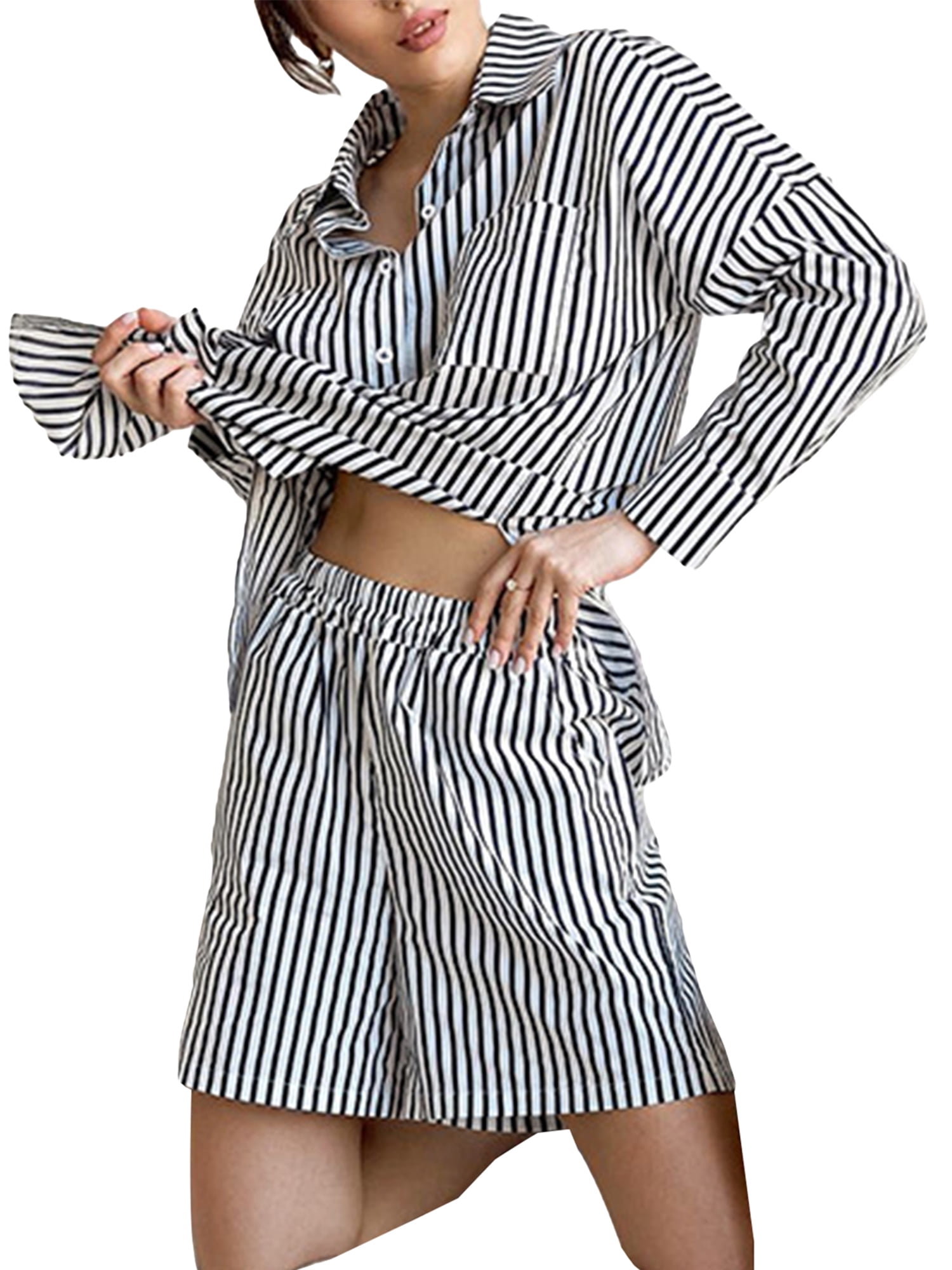 Sun Lounger Loose Printed Shirt Shorts Set