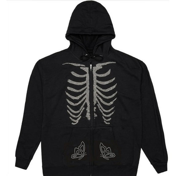 Biekopu Women's Y2K Sweatshirt Aesthetic Oversized Hoodie Angel Print Zip Up Long Sleeves Jacket Vintage Pullover Top Streetwear