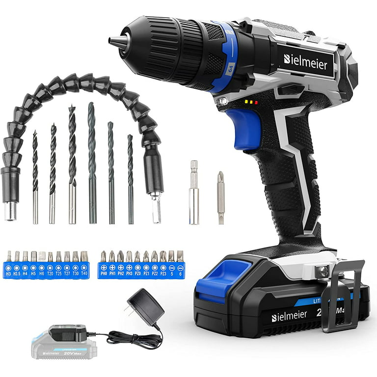 21V Cordless Drill Set, Power Cordless Drill Set, 3/8 inches Keyless Chuck  Power Tool Set with Power Drill Driver, 25+1 Torque Setting, Work Light