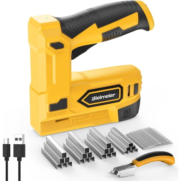 Yellow 4V Cordless 2-in-1 Stapler/Nailer, with Led Light, Nails and Staples