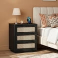 thumbnail image 1 of Biemlerfn Nightstand with Charging Station, 3 Drawers Bedside Table, Rattan End Table, Farmhouse Side Table for Bedroom, Living Room, Brown, 1 of 9