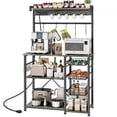 thumbnail image 1 of Biemlerfn 39" Wide Large Bakers Rack with Power Outlets, 5 Tiers Coffee Bar Table with 3 Wire Basket, 15 Hooks, Microwave Stand Kitchen Storage Shelf, Oak Gray, 1 of 12