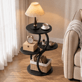 thumbnail image 1 of Biemlerfn 4-Tier Round Side Table, Small End Table with Metal Frame, Wood Nightstand for Patio, Sofa, Living Room & Bedroom, Black, 1 of 11