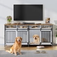 thumbnail image 1 of Biemlerfn 78.74'' Double Dog Crate Furniture with Removable Divider and 4 Compartments( White), 1 of 9