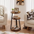 thumbnail interactive-video image 1 of Biemlerfn End Side Table, Round Sofa Table with Metal Frame, 3-Tier Coffee Table Nightstand for Home, Black&Brown, 1 of 11