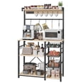 thumbnail image 1 of Biemlerfn 39" Wide Large Bakers Rack with Power Outlets, 5 Tiers Coffee Bar Table with 3 Wire Basket, 15 Hooks, Microwave Stand Kitchen Storage Shelf, White Oak, 1 of 10