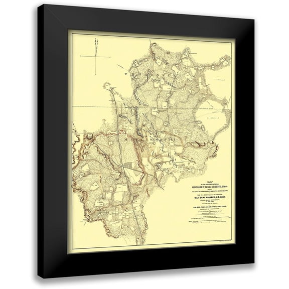 Bien 12x14 Black Modern Framed Museum Art Print Titled - Monterey Tennessee Corinth Mississippi - Bien 1862