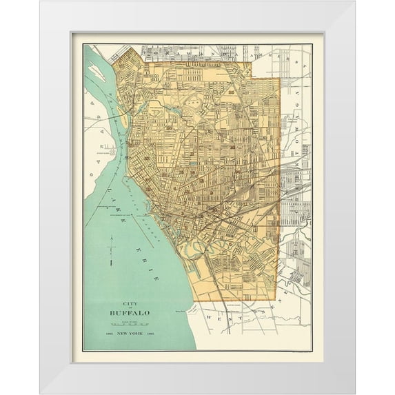 Bien 12x14 White Modern Wood Framed Museum Art Print Titled - Buffalo New York