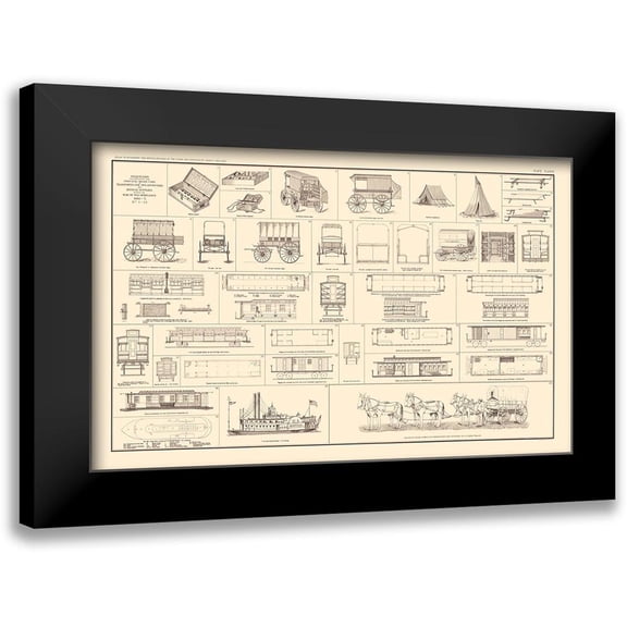 Bien 14x10 Black Modern Framed Museum Art Print Titled - Diagrams the Sick Wounded Medical Supplies