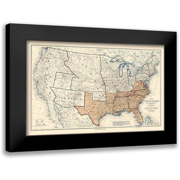 Bien 14x10 Black Modern Framed Museum Art Print Titled - Geographical Divisions Departments June 1862