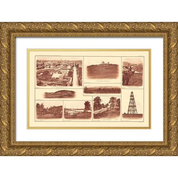Bien 14x10 Gold Ornate Wood Framed with Double Matting Museum Art Print Titled - Buildings Forts Virginia Tennessee - Bien 1895