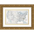 thumbnail image 1 of Bien 14x10 Gold Ornate Wood Framed with Double Matting Museum Art Print Titled - United States Boundaries of 1860 - Bien 1894, 1 of 4