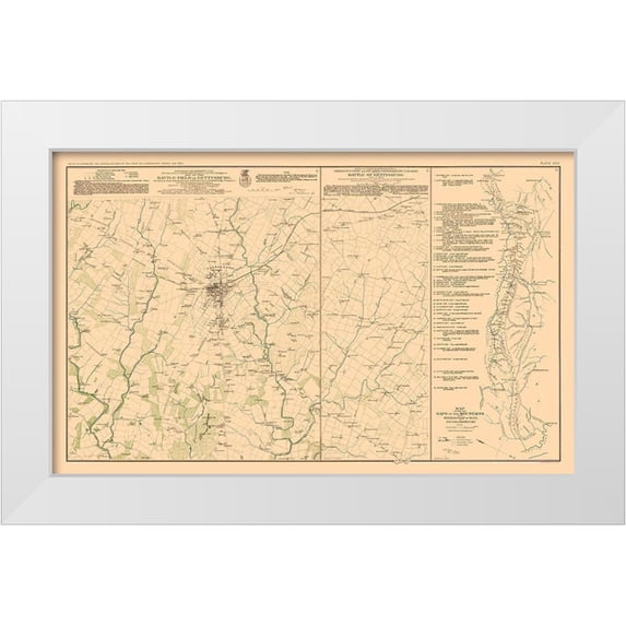 Bien 14x10 White Modern Wood Framed Museum Art Print Titled - Battle Positions of Gettysburg - Bien 1894