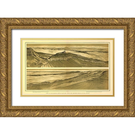 Bien 18x12 Gold Ornate Wood Framed with Double Matting Museum Art Print Titled - Grand Canyon , Marble Canyon Arizona - Bien 1882