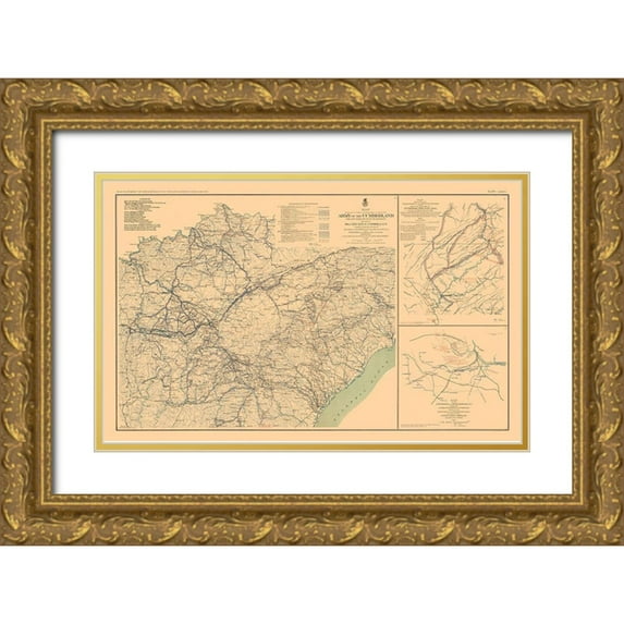 Bien 18x13 Gold Ornate Wood Framed with Double Matting Museum Art Print Titled - Army of Cumberland Virginia 3 Views - Bien 1894