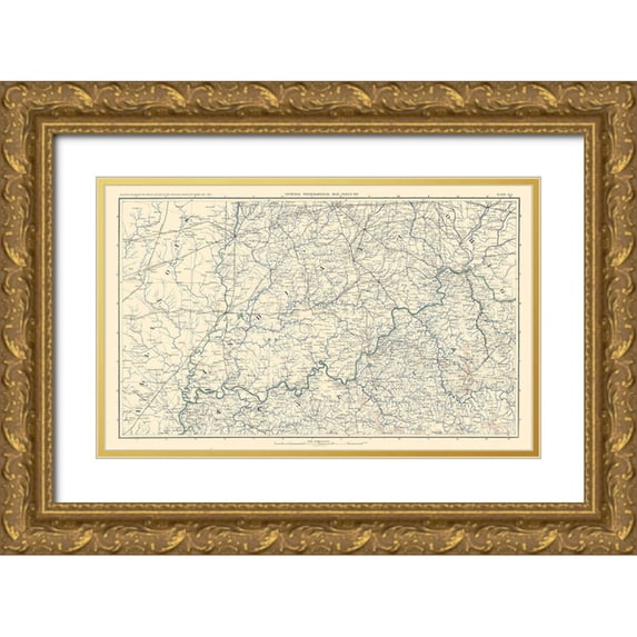Bien 24x16 Gold Ornate Wood Framed with Double Matting Museum Art Print Titled - Illinois Indiana Kentucky Ohio - Bien 1894
