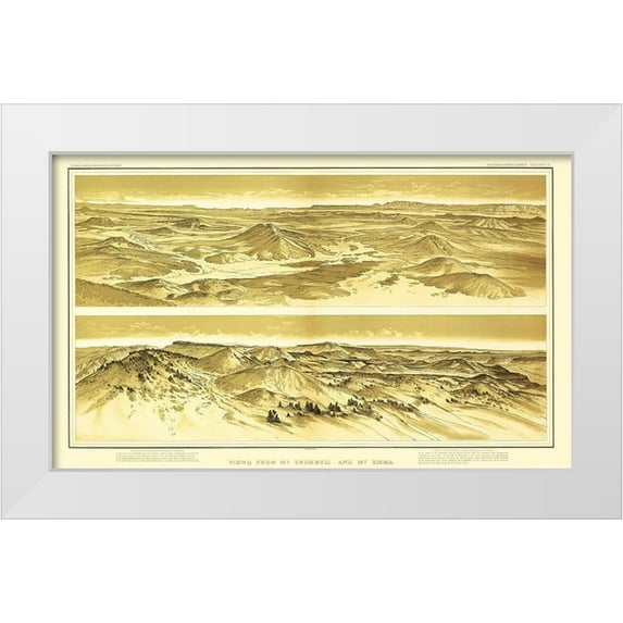 Bien 24x16 White Modern Wood Framed Museum Art Print Titled - Grand Canyon, Mt Trumbull Mt Emma Arizona
