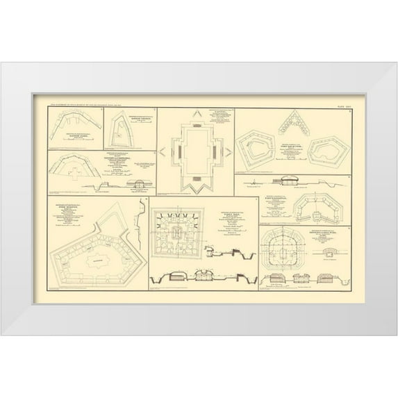 Bien 32x22 White Modern Wood Framed Museum Art Print Titled - Defenses Of Chattanooga and Nashville Tennessee