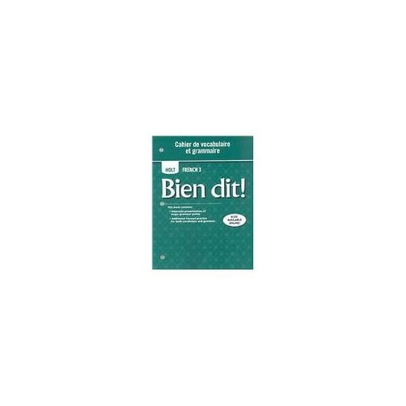 Pre-Owned Cahier de vocabulaire et grammaire Level 3, 9780030920394, 0030920396, Paperback, 1 edition