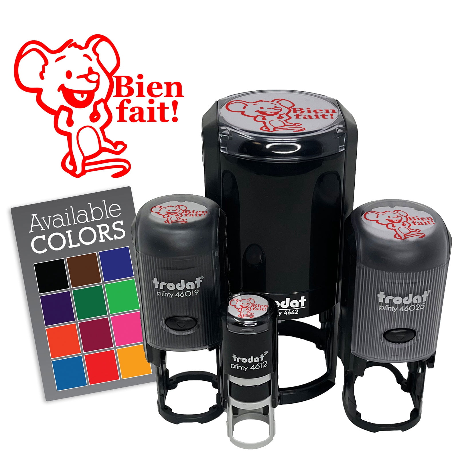 Bien Fait French Compliment Cartoon Mouse Rodent Rat Self-Inking Rubber ...