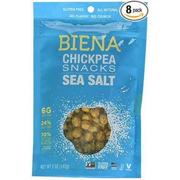 Biena 5 oz Chickpea Roasted Sea Salt, Pack of 8