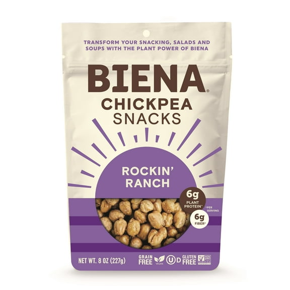 Biena 8 oz. Rockin' Ranch Roasted Chickpea Snacks