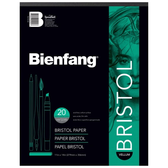 Bienfang 527K Bristol Board Drawing Paper Pad, Regular, 11" x 14", 20 Shts./Pad