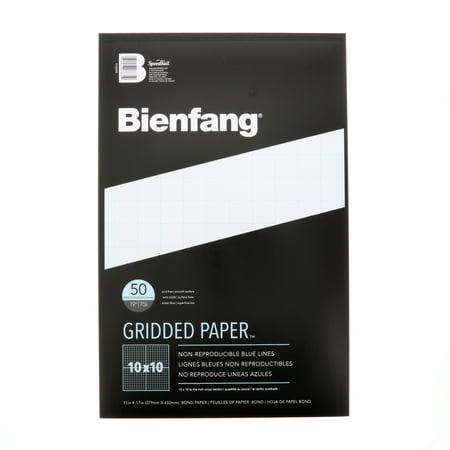 Bienfang Designer Grid Paper Pad, 10x10 Grid, 11" x 17", Graph Paper, Blue, 50 Sheets