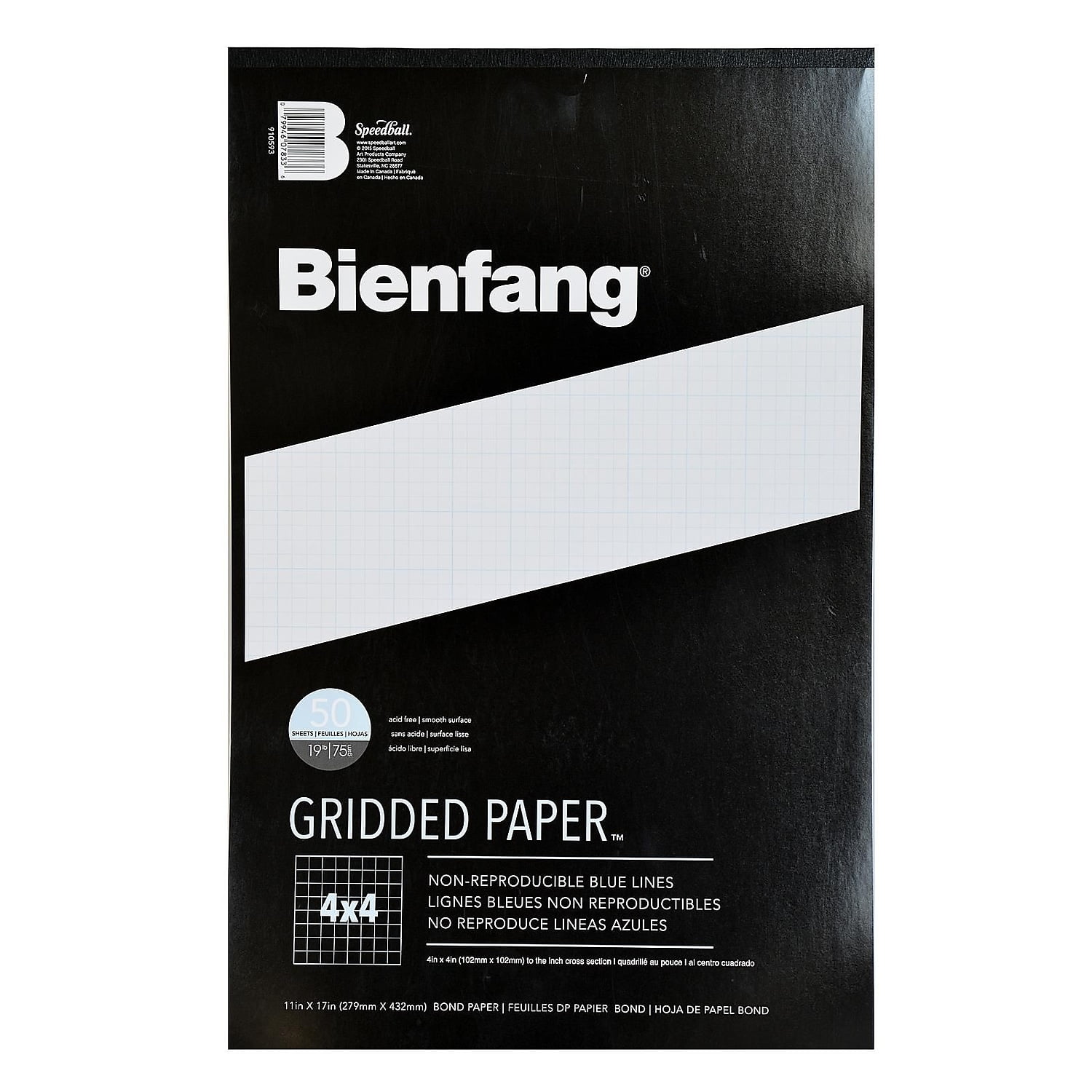 Bienfang Gridded Paper 4 X 4 11 In. X 17 In. Pad Of 50 [Pack Of 2] (2PK-910593) 33327-PK2