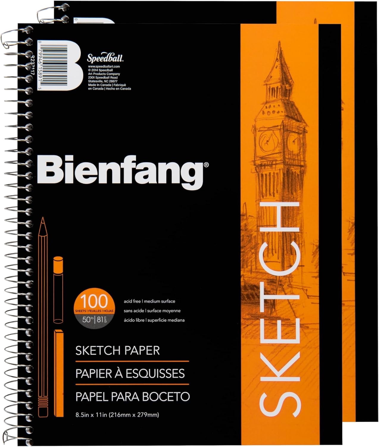 Bienfang Sketch Pad 8.5x11 Inch, (2-Pack) 100 Sheets of 60lb 90gsm Art ...