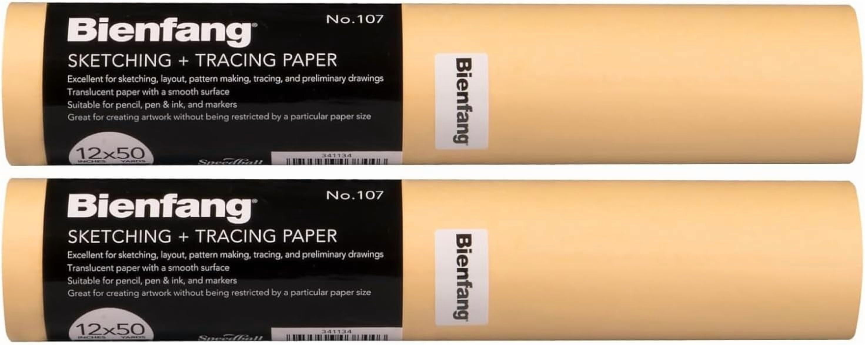 Bienfang Sketching & Tracing Paper Roll, Canary Yellow, 12 Inches x 50 Yards (2-Pack) 100 Yards Total - for Drawing, Trace, Sketch, Sewing Pattern