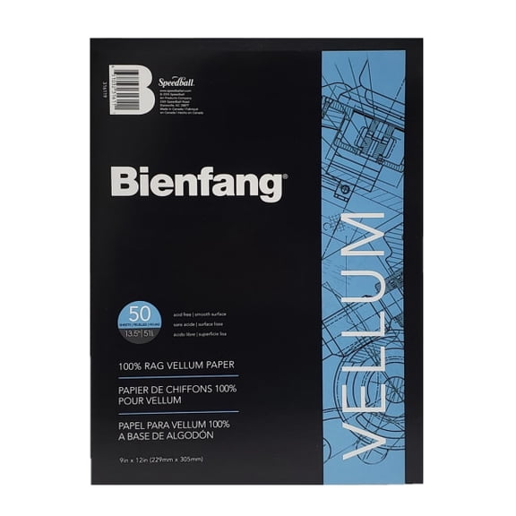 Bienfang Vellum Drafting Pad, 9" x 11 3/4", 50 Pages, White
