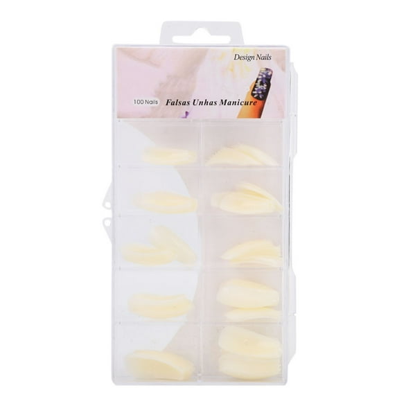 Bienvenido 100Pcs Natural False Nail Art Tips UV Gel Practice Fake Artificial Nails( Natural Color )