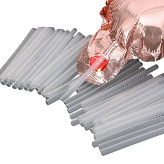 Bienvenido 80Pcs Clear Transparent Plastic Straws Blowing Tool Straw for Aluminum Foil Balloons
