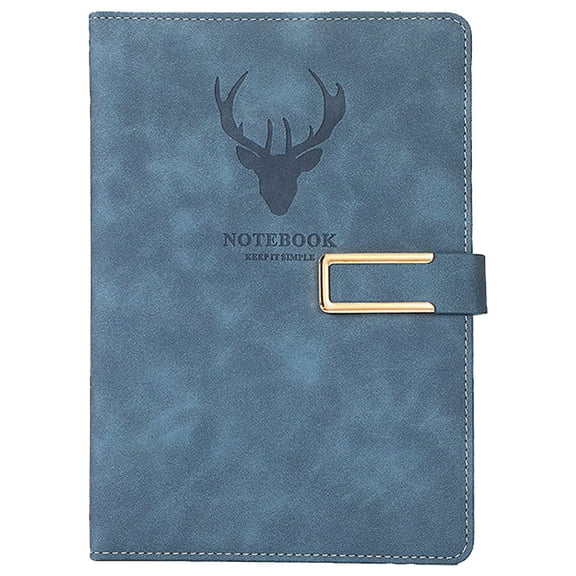 Bienvenido Business Notebook A5 Buckle Notepad(Deer Head Design) Hardcover Notepad,Journal,Diary Gift,blue,,