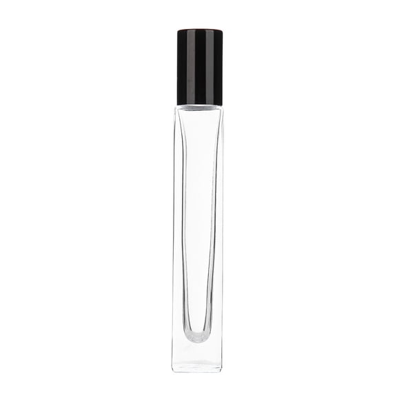 Bienvenido Portable Glass Massage Essential Oil Roller Bottle Perfume Empty Container (Black Lid)