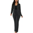 thumbnail image 1 of Bienvenido Women Suit Set Slim Fit Turn Down Collar Flap Pocket Straight Leg Pants Long Sleeve Women Suit Black L Bienvenido, 1 of 6