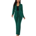thumbnail image 1 of Women Suit Set Slim Fit Turn Down Collar Flap Pocket Straight Leg Pants Long Sleeve Women Suit Green L Bienvenido, 1 of 6