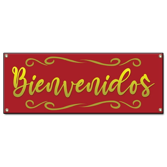 Bienvenidos | 36" X 96" Banner | Concession Stand Food Truck Single Sided With Grommets | Made in The USA