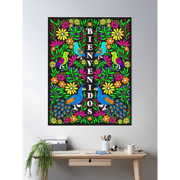 Bienvenidos - A Colorful Welcome Poster Wall Art, Modern Wall Decor For Living Room Bedroom, 8x12 UNFRAMED