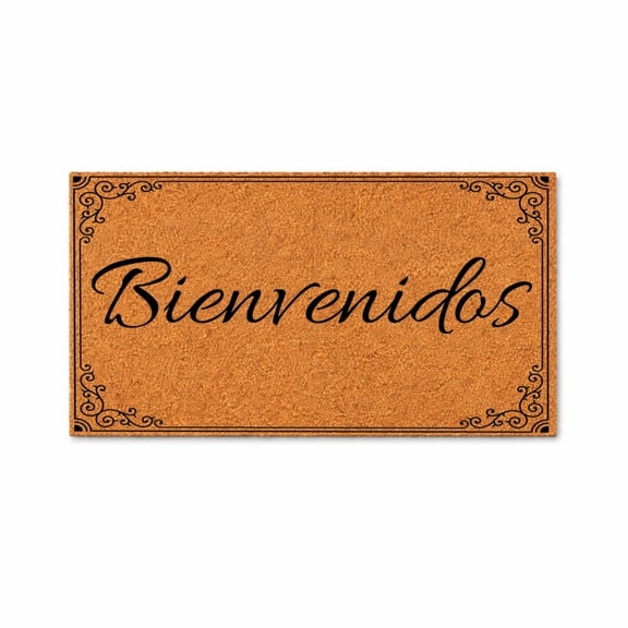 Bienvenidos Doormat, Spanish Welcome Mat, Fancy Border Entry Rug, Housewarming Gift, New Home Closing Gift, Engagement Gift 7734 (16x24 inches) 7734