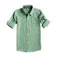 thumbnail image 1 of Bienzoe Big Boy's Cotton Plaid Roll Up Button Down Sports Shirts,Green,7/8, 1 of 3