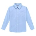 thumbnail image 1 of Bienzoe Big Boy's School Uniform Long Sleeve Button Down Cotton Shirt Blue 12, 1 of 10