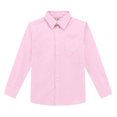 thumbnail image 1 of Bienzoe Big Boy's School Uniform Long Sleeve Button Down Cotton Shirt Pink 16, 1 of 3