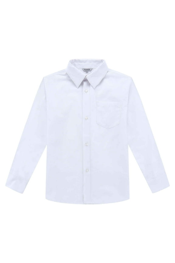Big Boy's School Uniform Long Sleeve Button Down Cotton Shirt White 16