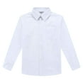 thumbnail image 1 of Bienzoe Big Boy's School Uniform Long Sleeve Button Down Cotton Shirt White 8, 1 of 4