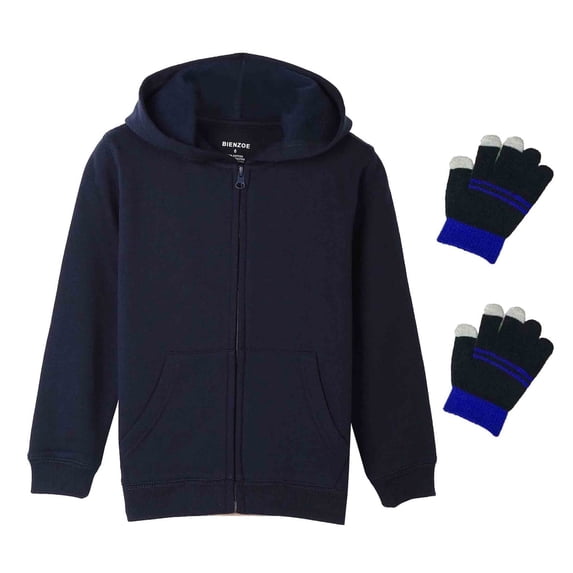 Bienzoe Boy's Anti-Pilling Soft Fleece Zipper School Uniform Hoodie Navy 4