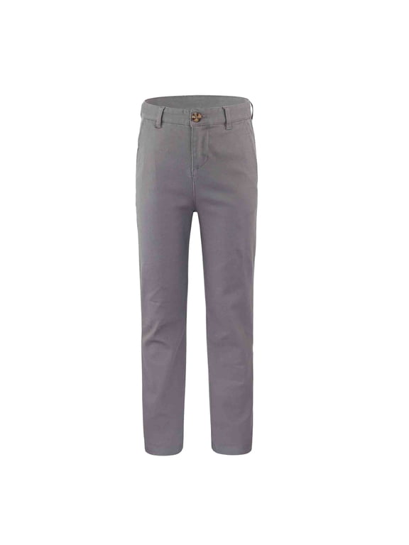 Boy's Cotton Adjustable Waist School Uniforms Pants Grey 14