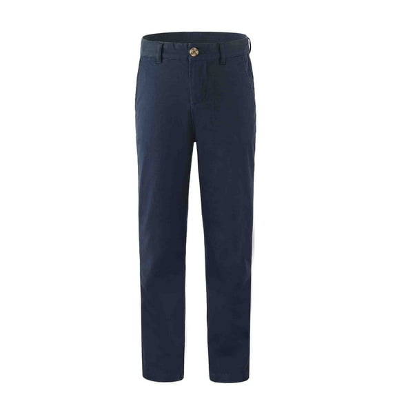 Bienzoe Boy's Cotton Adjustable Waist School Uniforms Pants Navy 7