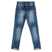 Bienzoe Boy's Cotton Adjustable Waist Slim Denim Pants Blue Jeans 6